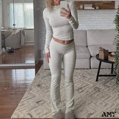 High-End Fashion Retro Chic Solid Slim Fit Casual Trouser Grey / S