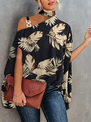 Sommerliches Neckholder-Shirt mit Puppenärmeln und Print für Damen 