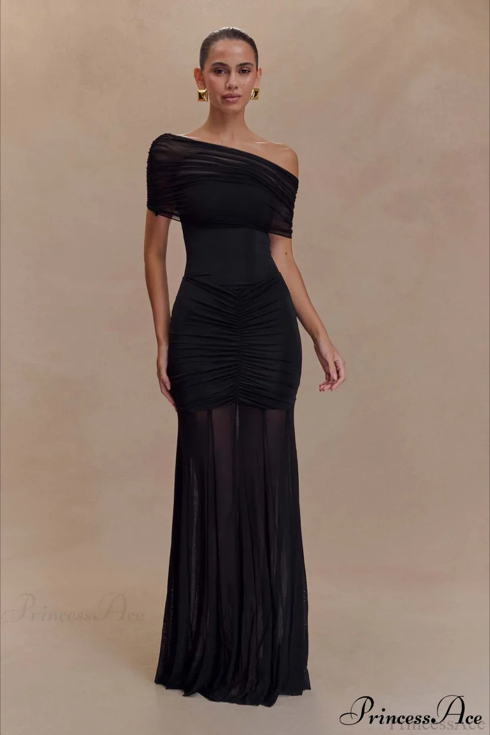 Mesh Panel Strapless Elegant Bodycon Party Dress