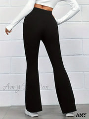 Plus-Size Elegant Fashion Solid Color Straight Pants