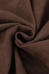 Retro Brown Suede High Waist Maxi Skirt