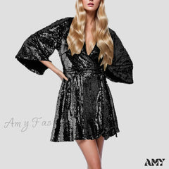 Sequin V Neck Gold Party Evening Long Ball Sexy Gown Women Prom Bridesmaid Elegant High Waist Dress