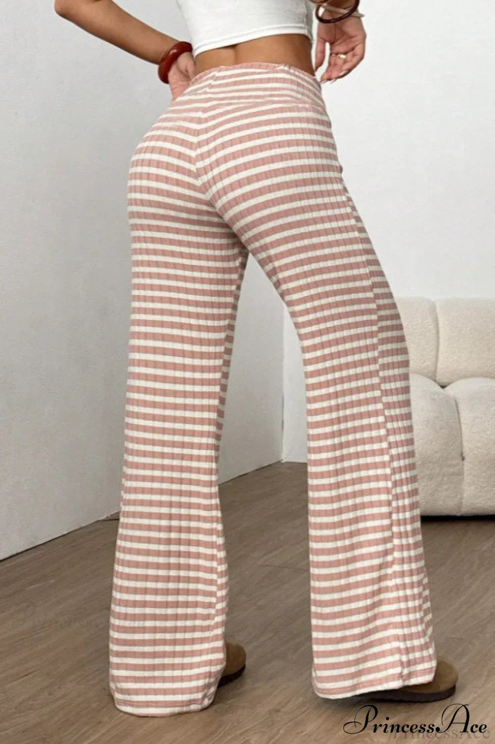 Striped Solid Knit Straight Leg Pants
