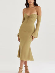 Französisches Retro-Kleid mit sexy Rüschen und Brustwickelmuster 