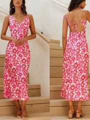 Rückenfreies, geblümtes Bandagenkleid 