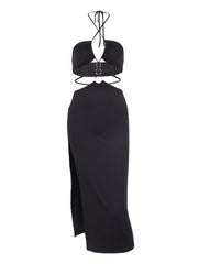 Kleid mit hohem Schlitz und Cut-out 