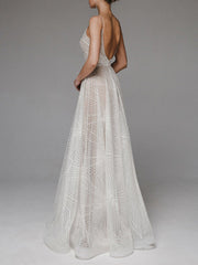 Elegantes, sexy, besticktes Abendkleid mit Trägern 