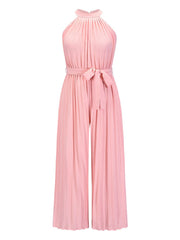 Neckholder-Jumpsuit, ärmellos, plissiert 