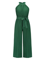 Neckholder-Jumpsuit, ärmellos, plissiert 