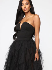 Temperament Mesh Tube Top Swing Abendkleid 