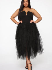 Temperament Mesh Tube Top Swing Abendkleid 