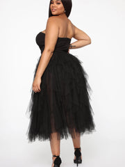 Temperament Mesh Tube Top Swing Abendkleid 
