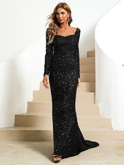 Meerjungfrauen-Abendkleid mit langen Ärmeln 