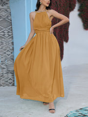 Neckholder-Kleid aus einfarbigem Chiffon – ein elegantes Pendlerkleid 