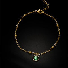 Trendy Temperament Round Green Zircon Anklet