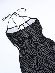 Zebra-Neckholderkleid mit Cut-out