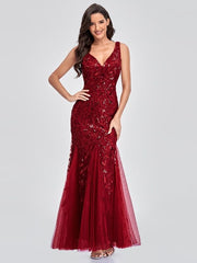 Abendkleid aus Gaze mit Blättermuster 